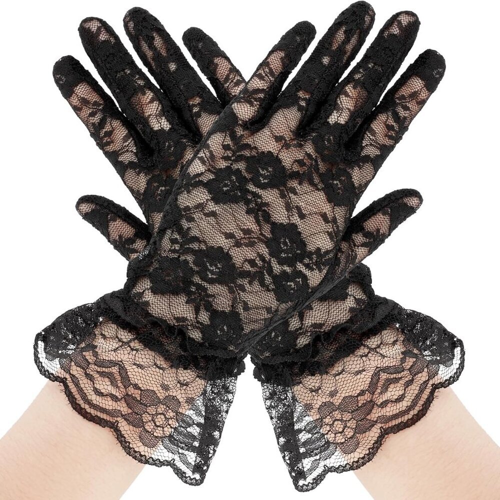 Lace Gloves for Halloween, Prom, Vampire Party, Wedding, Tea Party - White Forma